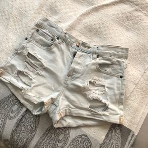 High waisted denim shorts